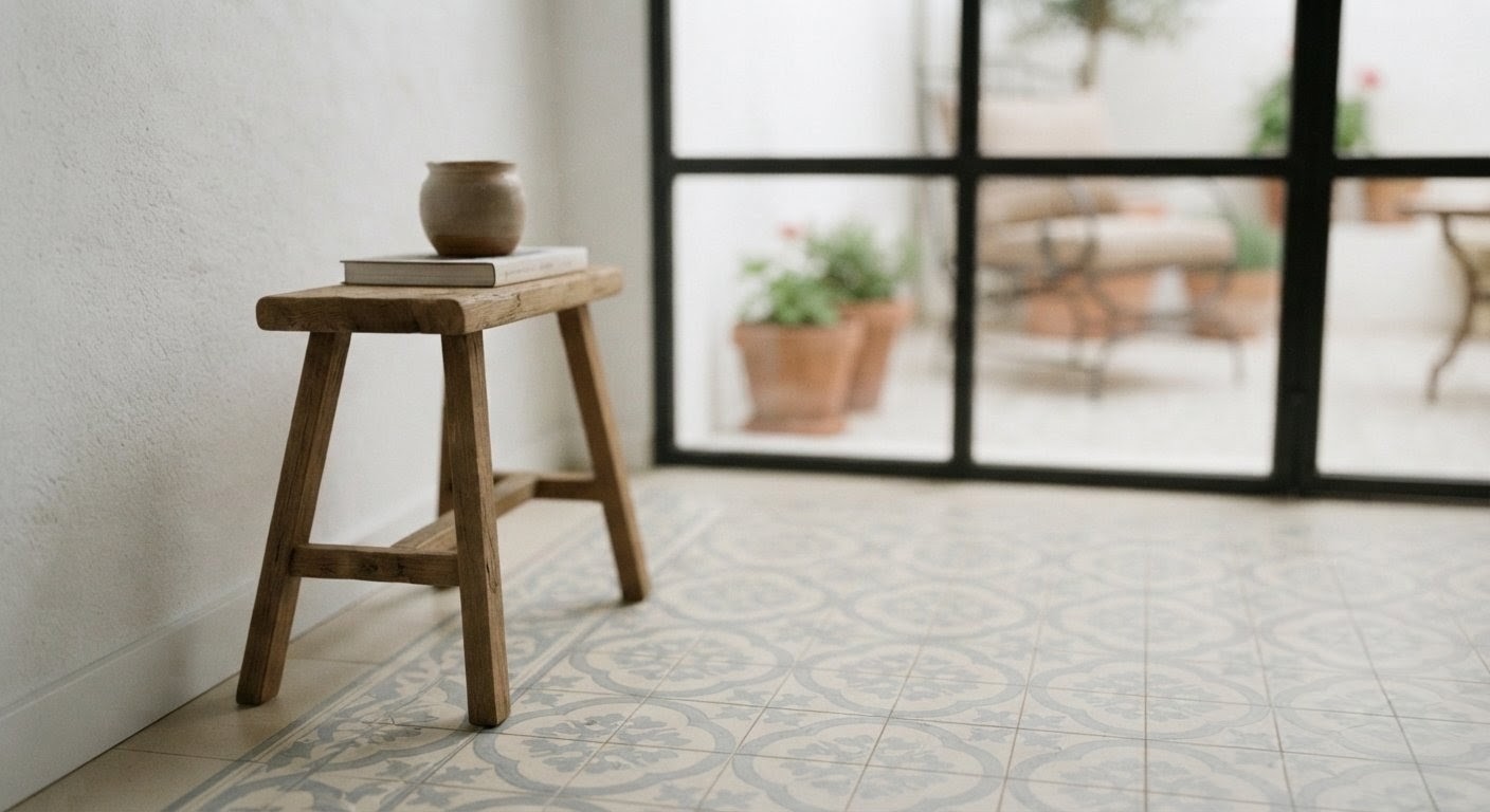 Entre dentro y fuera: suelos y maderas con baldosa y madera