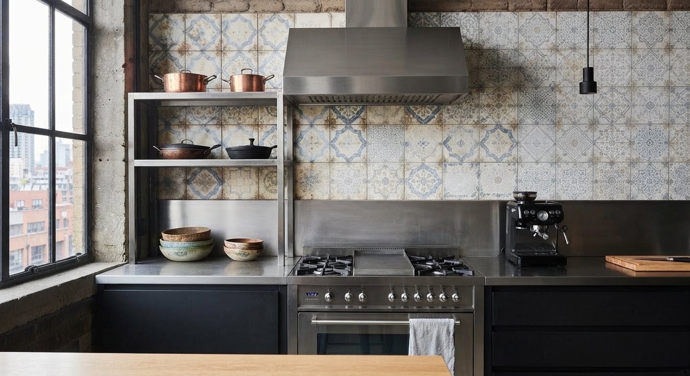 Un lugar para crear: cocina con acero y cerámica